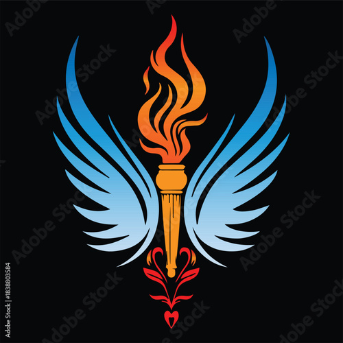 Phoenix wings and flames vector illustration design symbol set