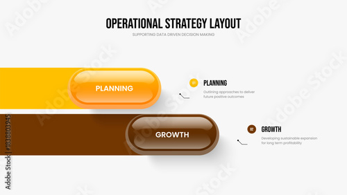 Creative Planning Two Option Diagram Slide Template. Enterprise Insight 2 Step Infographic Slideshow Design. Digital Introduction Frame Layout Vector Illustration.