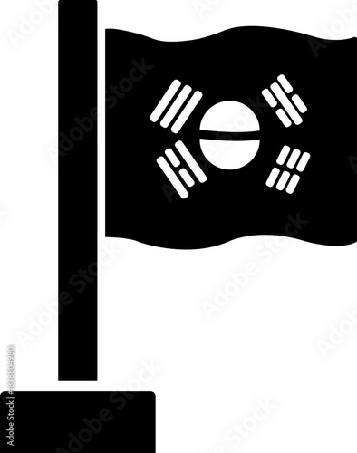 south Korea country map flag. South Korea Flag Taegeukgi Solid Black Silhouette Icon. South Korea flag mix with yin and yang symbol . Grunge watercolor painting design and hand draw style . Vector ill