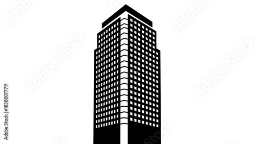 Modern Skyscraper Building Facade with Geometric Patterns.