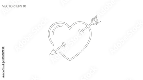 Heart pierced by an arrow symbol of love and romance.