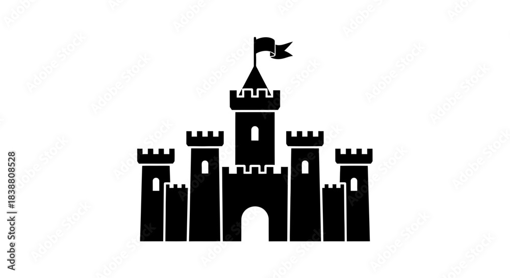 Fototapeta premium City Skyline Icon Vector – Urban Buildings Silhouette, Modern Cityscape Illustration