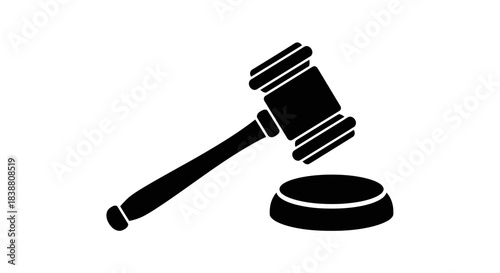 "Judge Gavel and Sound Block Icon Vector Illustration"