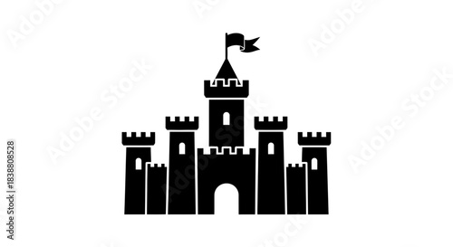 City Skyline Icon Vector – Urban Buildings Silhouette, Modern Cityscape Illustration