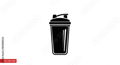 Shaker Bottle Icon Vector – Protein Mixer Cup Silhouette, Fitness Drink Container