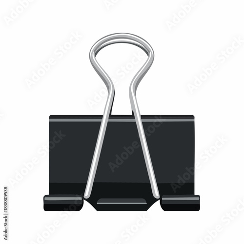 Essential black binder clip icon for office organization, perfect for securing documents and papers efficiently and maintaining a tidy workspace