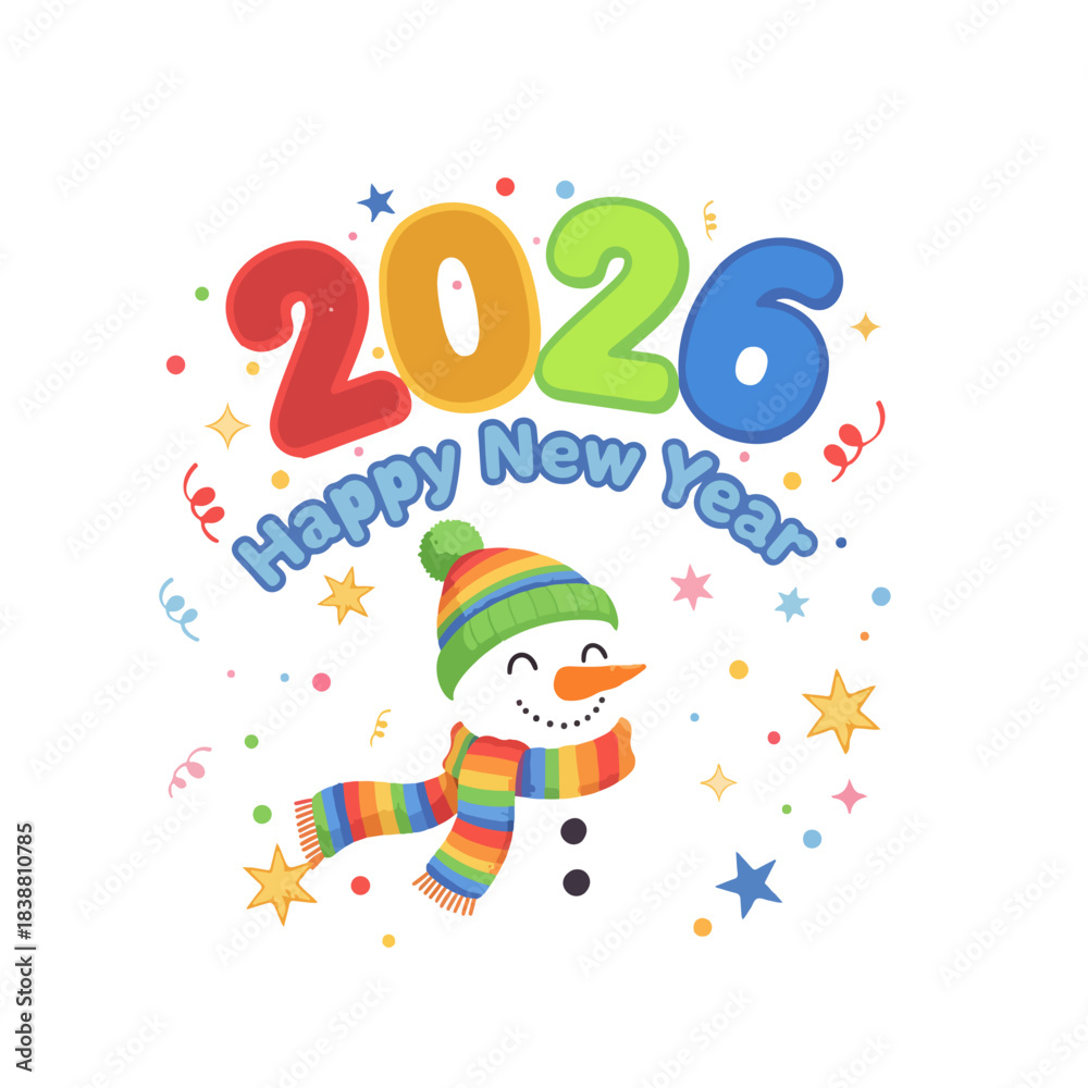 Fototapeta premium happy new yar with snowman 