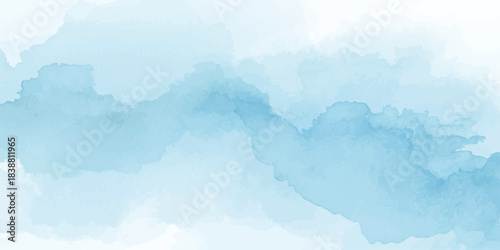 Soft watercolor blue sky background with white cloud texture. Light and airy abstract style, fresh and simple.summer blue sky banner light cloudy texture, Clouds white patterns on bright blue.