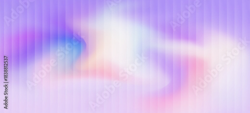 Misty ripple glass gradient in lilac, periwinkle, soft coral. Vertical ribs, silky glow, gentle blur; modern texture background, vector illustration