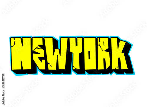 textured graffiti tagging blockbuster style letter NEW YORK city name isolated design