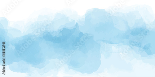 Soft watercolor blue sky background with white cloud texture. Light and airy abstract style, fresh and simple.summer blue sky banner light cloudy texture, Clouds white patterns on bright blue.