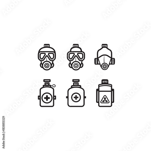 Emergency Oxygen Mask line art aviation safety gear sketch