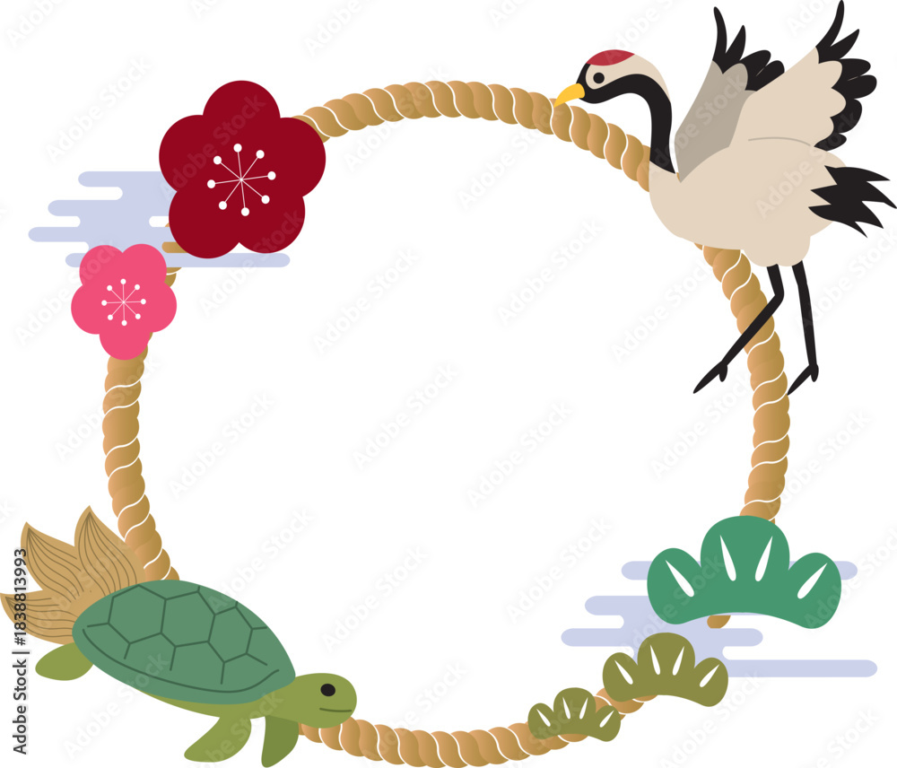 Naklejka premium 鶴と亀 縁起物