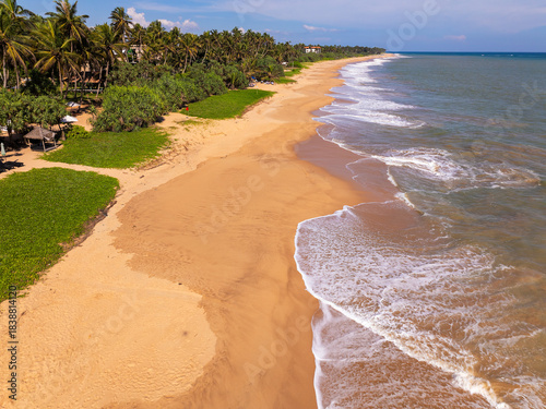 Aerial View of the Long Sandy Kahandamodara Beach, Southern Sri Lanka