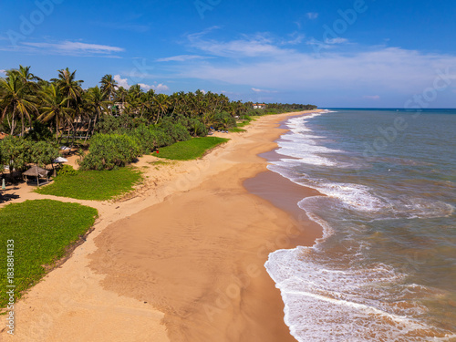 Aerial View of the Long Sandy Kahandamodara Beach, Southern Sri Lanka