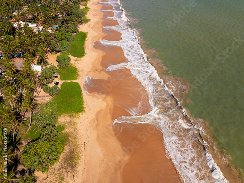 Aerial View of the Long Sandy Kahandamodara Beach, Southern Sri Lanka