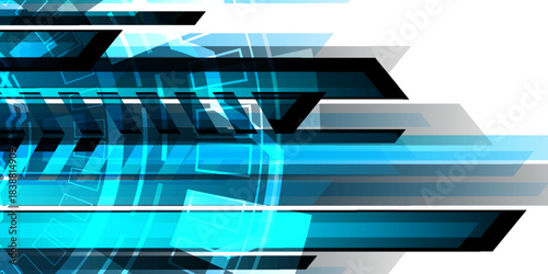 Abstract blue black futuristic cyber technology geometric modern creative design on white space background vector