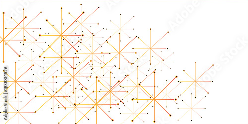 Abstract geometric background with connecting dots and lines with low poly triangle shapes. Horizontal top and bottom edging, decoration on theme of Snowfall, christmas, new year.