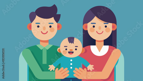 A man and a woman are holding a baby. The baby is smiling. The image conveys a warm and loving family moment