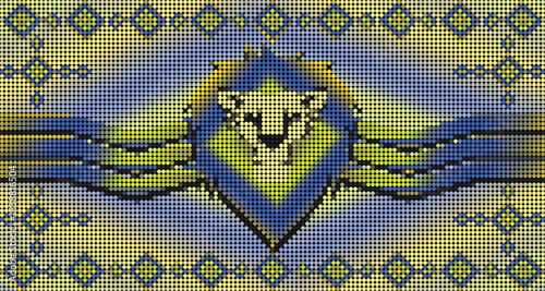 mexican huichol art with lion head in vector format