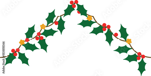 Simple Holly and Berry Garland Decoration
