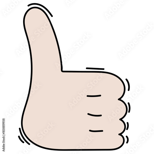 like - gesture, thumbs up, hand, Color vector isolated element, hand-drawn