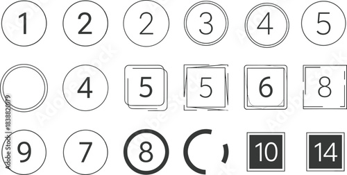 Number Icons Collection – Outline Numeric Badges, Minimal UI Labels, Step Counters and Circle Number Vector Set
