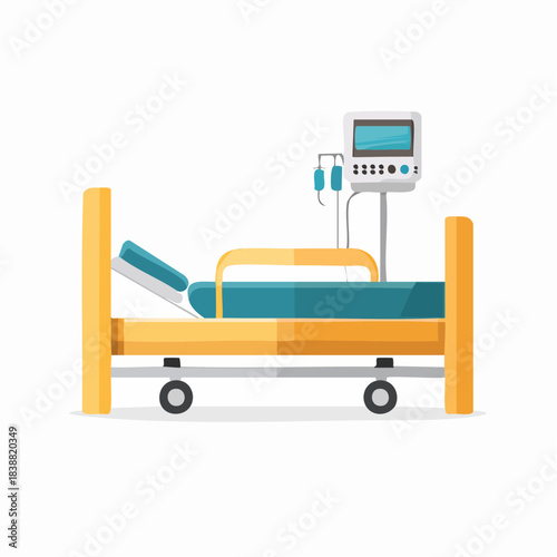 Hospital Bed with Monitor and Medical Equipment.