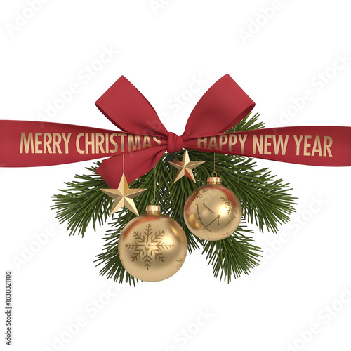 christmas ornaments balls and fir branches,Professional Christmas ornament PNG assets with gold luxury detailing, isolated and transparent for commercial design, advertising and festive branding use.