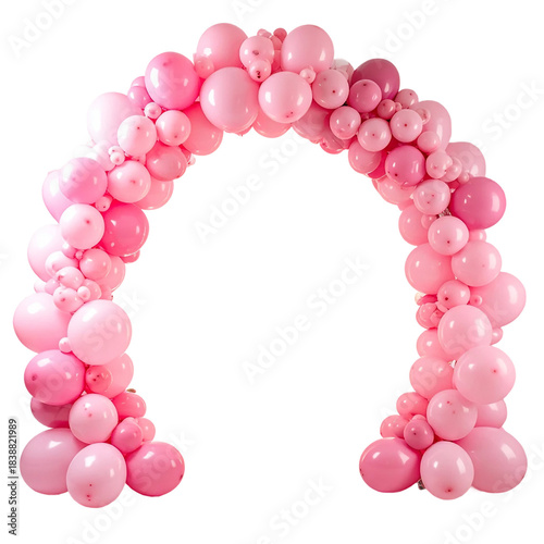 Pink balloon arch isolated on white and transparent background