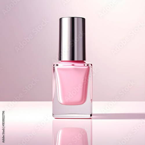 Pink nail polish bottle, smooth, glossy
