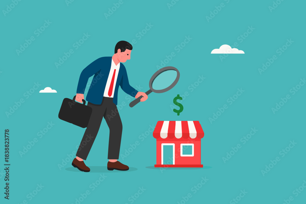 Obraz premium business evaluation, merger and acquisition to determine corporate valuation, revenue profit or business earning, analyze company worth or market value, businessman analyze company with dollar money