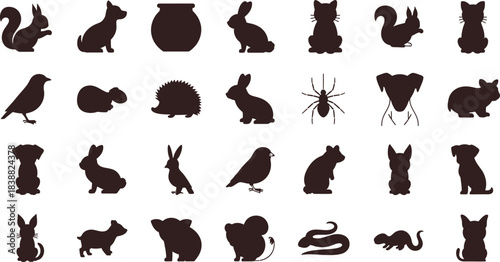 Collection of ancient egyptian hieroglyphs depicting various animals and symbolic representations in line art