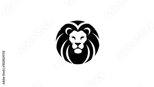 Black and white illustration of a lion's head on a plain white background.