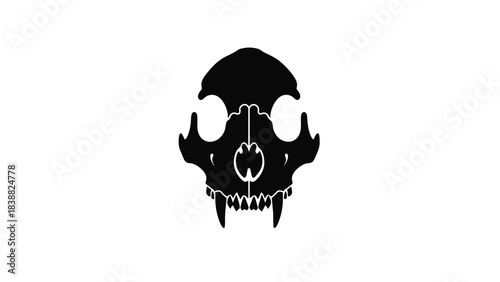 Black silhouette of a stylized animal skull on a white background.