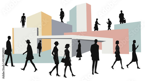 Post-Digital Architectural Collage People Cutouts with Texture for Artistic Renderings