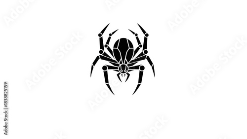 A black spider silhouette against a white background.