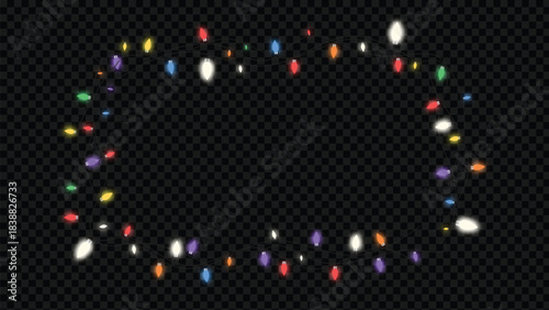 Soft Blurred Christmas String Lights on Transparent Background