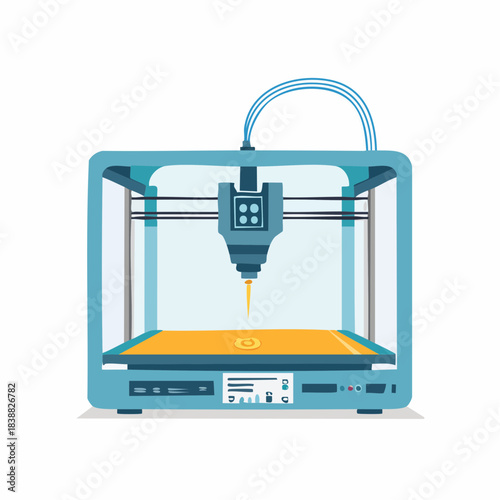 Modern 3D Printer Printing a Small Circular Object.