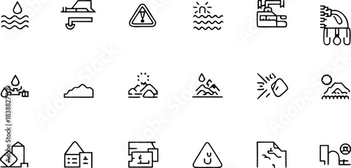 “Water Management & Quarry Safety Icons – Operations, Protection, Compliance”