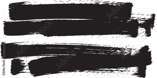 Black Brush Strokes on White Background.