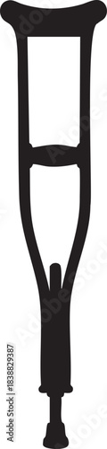 Black silhouette of a forearm crutch on a white background medical support