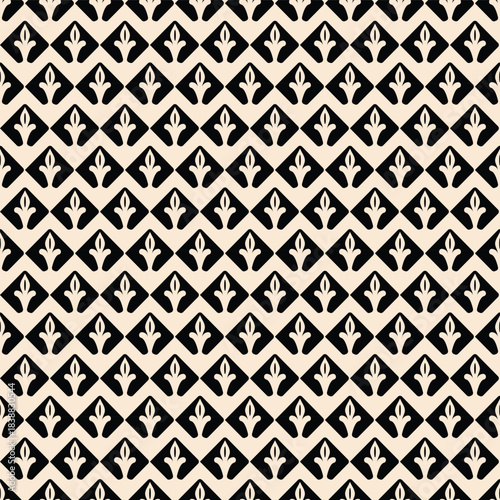 Seamless geometric pattern with repeating diamond shapes and stylized floral motifs a classic damask design for textile and wallpaper backgrounds EPS vector