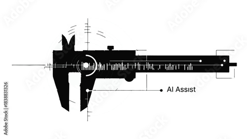 Detailed illustration of vernier caliper on white background