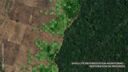 Bild auf Leinwand Satellite reforestation monitoring restoration in progress
