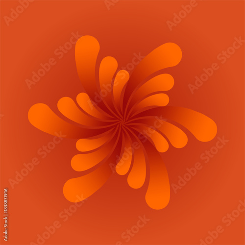 A glowing spiral of molten orange petals unfurls in rhythmic motion, radiating warmth, fluidity, and the quiet intensity of rising ember energy.