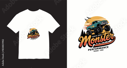 Monster truck vector t-shirt design
