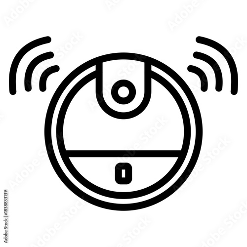 Cleaning Robot Vector Line Icon Design