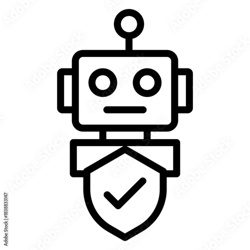 Security Robot Vector Line Icon Design