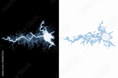 Dramatic contrast Lightning bolts split a dark and bright background